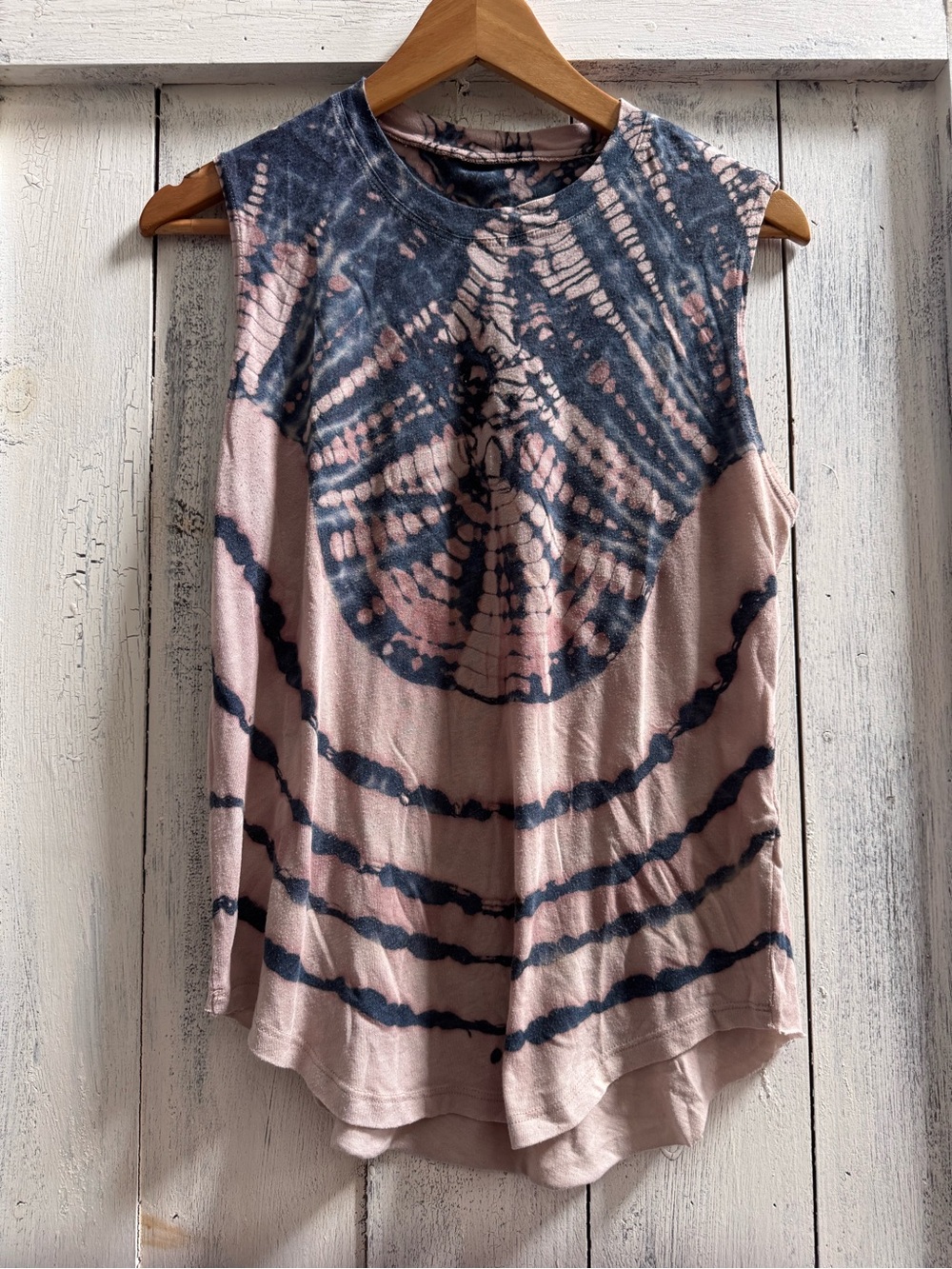 Raquel Allegra 1 handmade cotton taupe black TieDye Sleeveless Tank top designer